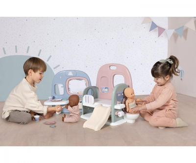 Qendër lojrash për kukulla Smoby Baby Care Doll Daycare, me aksesorë, palosëse, shumëngjyrëshe