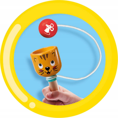 Lodër kap topin SES Creative 02303 Cup and Ball Cat, prej druri, për kalamaj 5+, portokalli