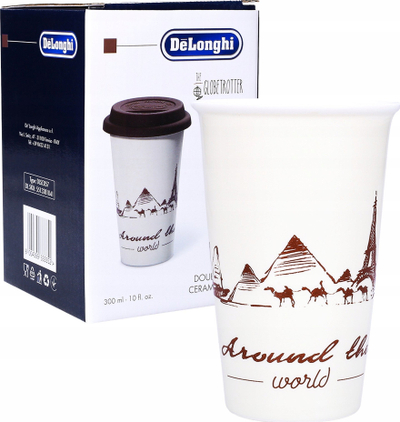 Filxhan udhëtimi Delonghi Globetrotter, qeramikë me dy shtresa, 300ml, i bardhë