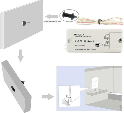 Sensor ndizje LED Sunricher SR-8001A-DC, 12-36V, 8A, 18cm