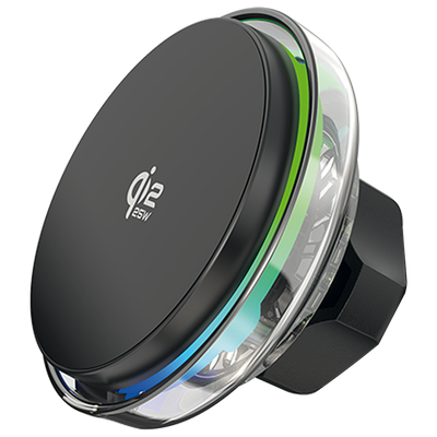 Mbajtëse veture me karikim wireless Proove Light Crystal, Qi2.2, 25W, për ventilim, gri