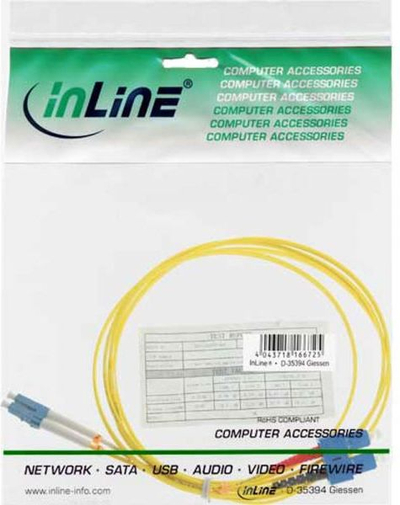 Оптички кабел со влакна InLine 88656S, Duplex LC во SC, 0.5m, жолт