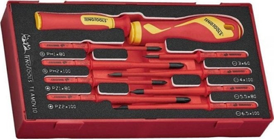 Set kaçavidash të izoluara Teng Tools TEAMDV10, 10 copa, 1000V, me shkumë EVA