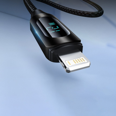 Kabllo USB A Wozinsky WUALC1 në Lightning, 2.4A, 1m, me ekran LED, e zezë