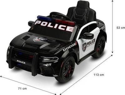 Veture elektrike për fëmijë Toyz Dodge Charger Police, me telekomandë, drita e sirenë policie, bardh e zezë