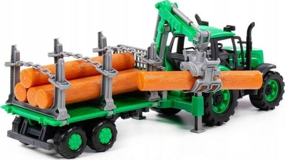 Traktor lodër Wader Polesie Progress, me rimorkio druri, 40x12x17 cm, i gjelbër