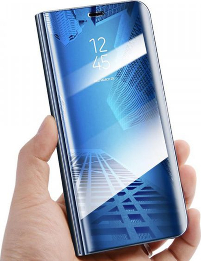 Këllëf flip Huawei Y6P Clear View me mbajtëse, blu