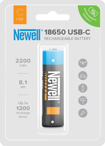 Полначлива батерија Newell 18650, 2200mAh, USB C, зелена