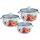 Set tenxheresh Rosberg R54518F3G, 3 copë, veshje smalti, kapak xhami, e bardhë me lule