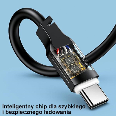 Kabllo USB Usams Lithe Series, USB C me USB C, 1.2 m, 100W, e zezë