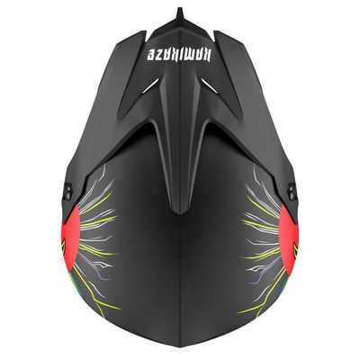 Kaskë moto Kamikaze Electric Full Face, madhësia XL, i zi me dizajn samuraj