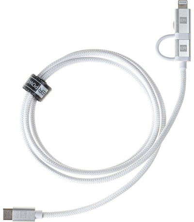 Kabllo karikimi ER POWER Dual USB-C në Lightning, 100cm, MFi, e bardhë