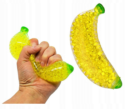 Lodër antistres FOL Toys Squeezable Banana, material i butë, elastike, e verdhë