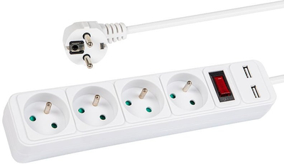 Prizë zgjatuese BLOW PR-370WSP/USB, 4 dalje 2x USB, kabllo 3m, e bardhë