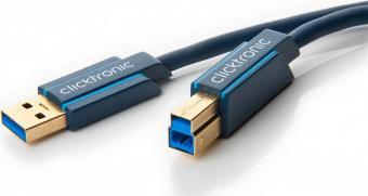 Kabllo USB ClickTronic 70093, USB 3.0 A në B, 3m, blu