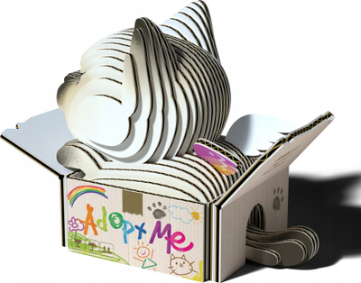 Puzzle 3D Safari Ltd Eugy Cat Mocha, komplet për ndërtim, për kalamaj