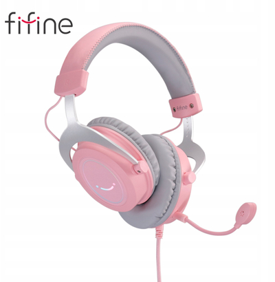 Слушалки за гејминг Fifine AmpliGame H3P, 50mm, RGB, розова