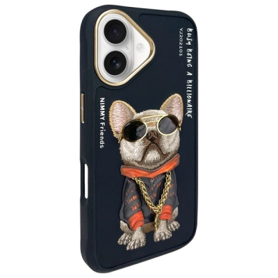 Futera Nimmy Glasses Cool Dog për iPhone 16 6.1", mbrojtëse e fortë, e zezë