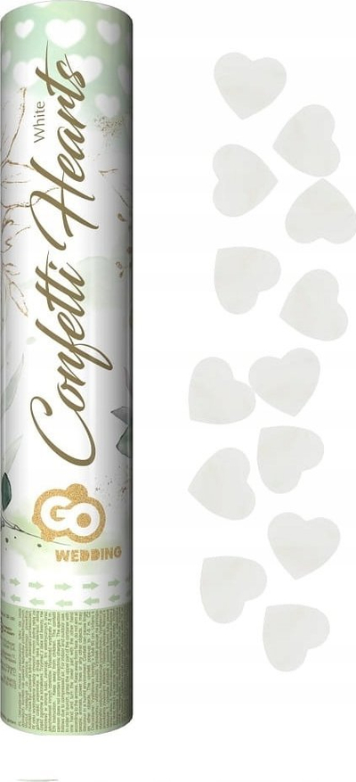 Konfet pneumatik Godan White Hearts, 30 cm, zemra të bardha