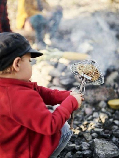 Skarë portative GrandPa FireGrill, çelik inox, e palosshme, argjend