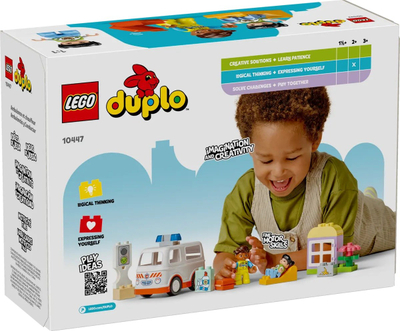 Lodër LEGO Duplo Ambulanca dhe Shoferi 10447, set ndërtimi, për fëmijë të vegjël, shumëngjyrëshe