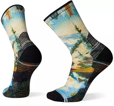 Çorape Smartwool Hike Light Cushion me print mali, crew, XL, lesh Merino, blu mjegull