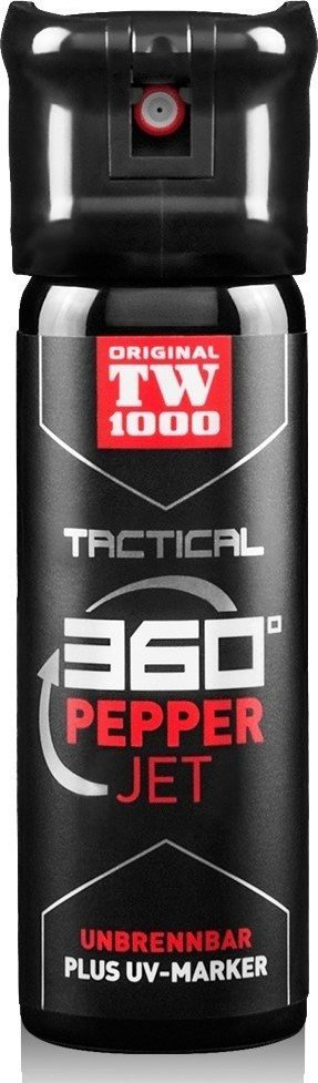 Sprej vetëmbrojtës TW 1000 Tactical Pepper Jet, 45 ml, me ngjyrë UV, i zi