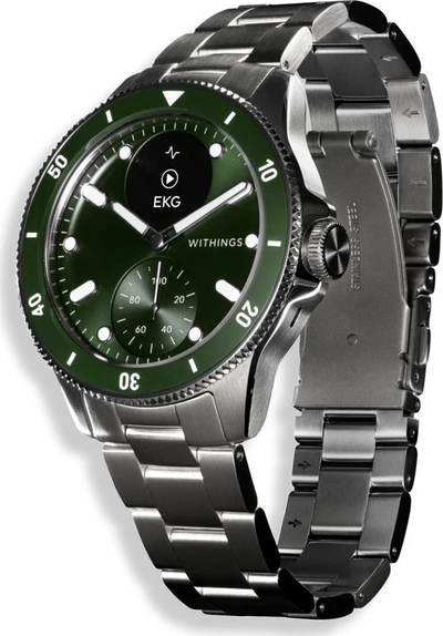 Ora inteligjente hibride Withings ScanWatch Nova, 42mm, matje temperature, jeshile