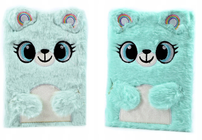 Set ditari me ariush pelushi Hairy Plush Bear, A5, me viza, me fineliner