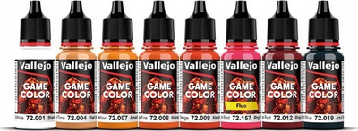 Сет акрилни бои Vallejo Game Color Fire Dragons, 8 парчиња, за минијатури