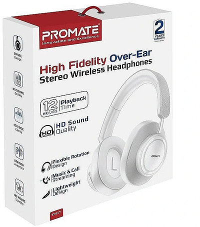 Kufje pa tela Takt Wireless, over-ear, me mikrofon, të bardha