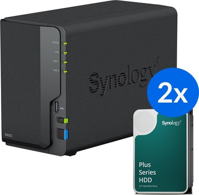 NAS Synology DiskStation DS223, 2 slote, 16TB, i zi