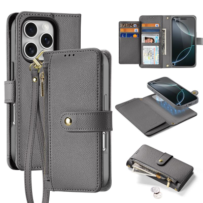 Заштитна маска-паричник DUX DUCIS Lawa за iPhone 16 Pro, 2 во 1, MagSafe, сива