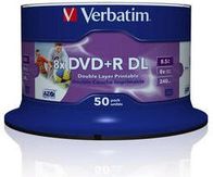 Set DVD-R Verbatim DVD+R DL, 8.5 GB, 8x, 50 copë