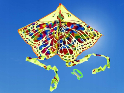 Fluturake Adar Butterfly, 73 cm, me pe dhe dorezë, shumëngjyrëshe