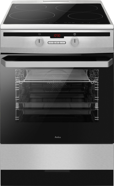 Stofë elektrike Amica 6118IE2.376HTaDp Xx, me induksion 60 cm, furrë 77L, inox me të zezë