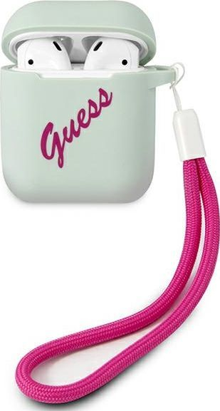Mbrojtëse Guess Silicone Vintage për AirPods 1/2, e kaltër / rozë