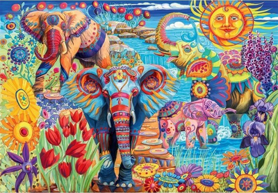 Puzzle Clementoni Elephants Carnival, 500 copa, 49 x 36 cm, shumëngjyrësh