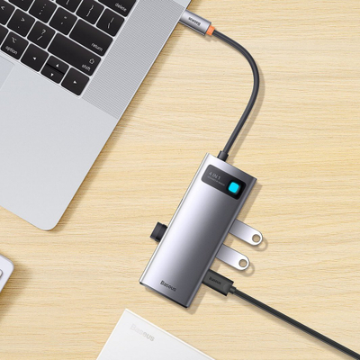 Hub i jashtëm Baseus Metal Gleam, USB C, 4x USB 3.0, gri