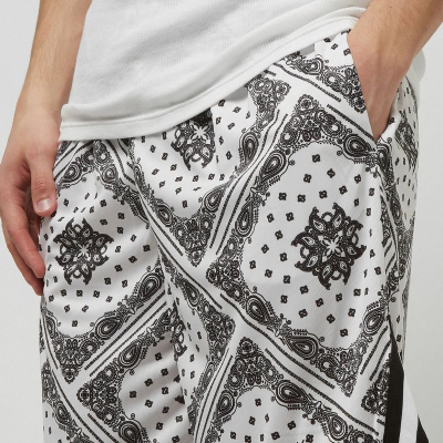 Shorta Karl Kani Woven Signature Paisley Mesh, rrjetë, bardh e zi