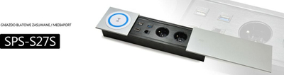 Prizë rrëshqitëse tavoline Spacetronik SPS-S27S, 2x220V, module USB dhe RJ45, argjendtë