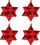 Zbukurime për pemë Vitit të Ri Christmas Red Stars, set 4 copë, Ø7.5cm, të kuqe