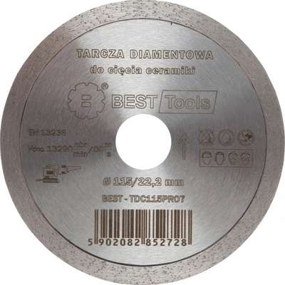 Disk diamant BEST Tools Diamond Blade, 115mm, vrimë 22.2mm, ngjyrë argjendtë