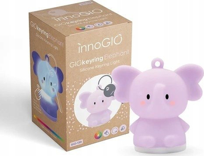 Привезок за клучеви InnoGIO GIOkeyring Elephant, силикон, со ноќно светло, розов