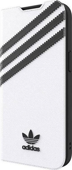Mbrojtëse telefoni Adidas Booklet për iPhone 13, lëkurë sintetike, me kapak ekrani, e bardhë