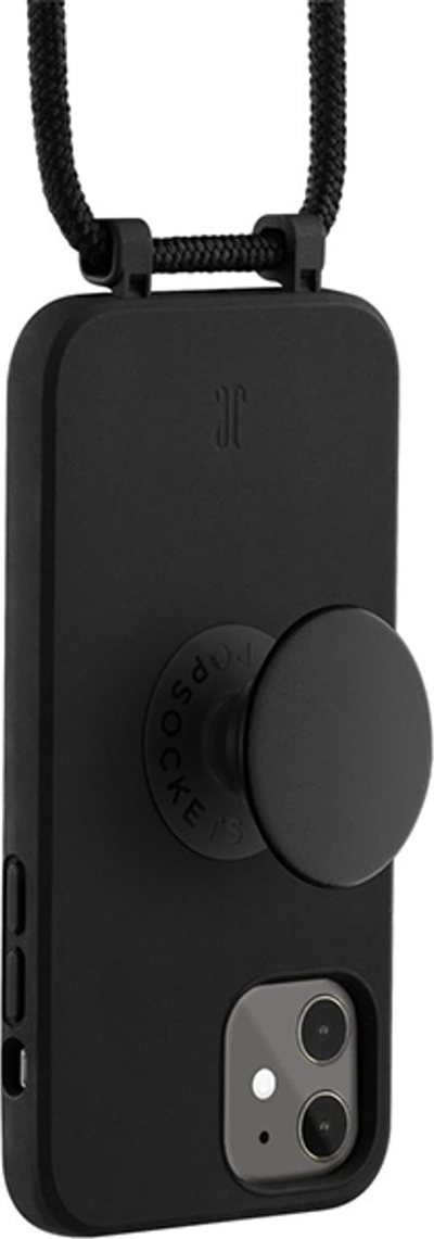 Këllëf telefoni Just Elegance PopGrip për iPhone 11 XR, me kordelë, TPU, i zi