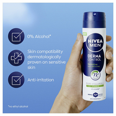 Antidjersë sprej për burra Nivea Men Derma Control Sensitive, 150 ml