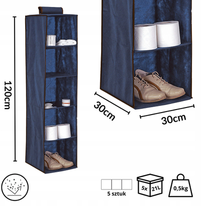 Organizues varës BLUE, 5 rafte, pëlhurë, blu