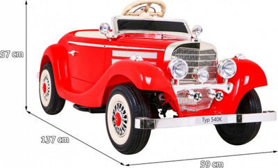 Makina elektrike për fëmijë Mercedes Benz Retro 540A, 4 motorë, deri 100 kg, e kuqe