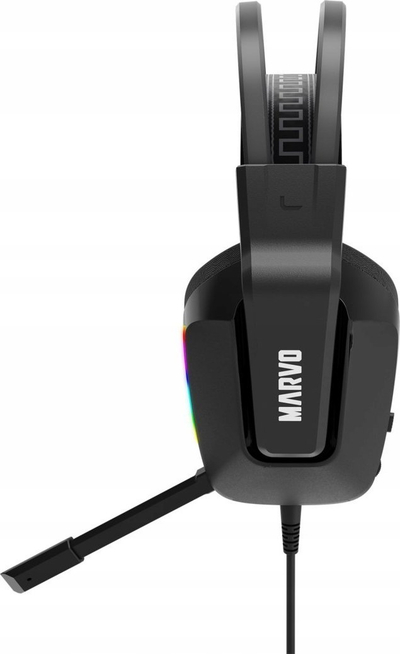 Kufje gaming Marvo H8619, me mikrofon, drita RGB, 3.5 mm, të zeza